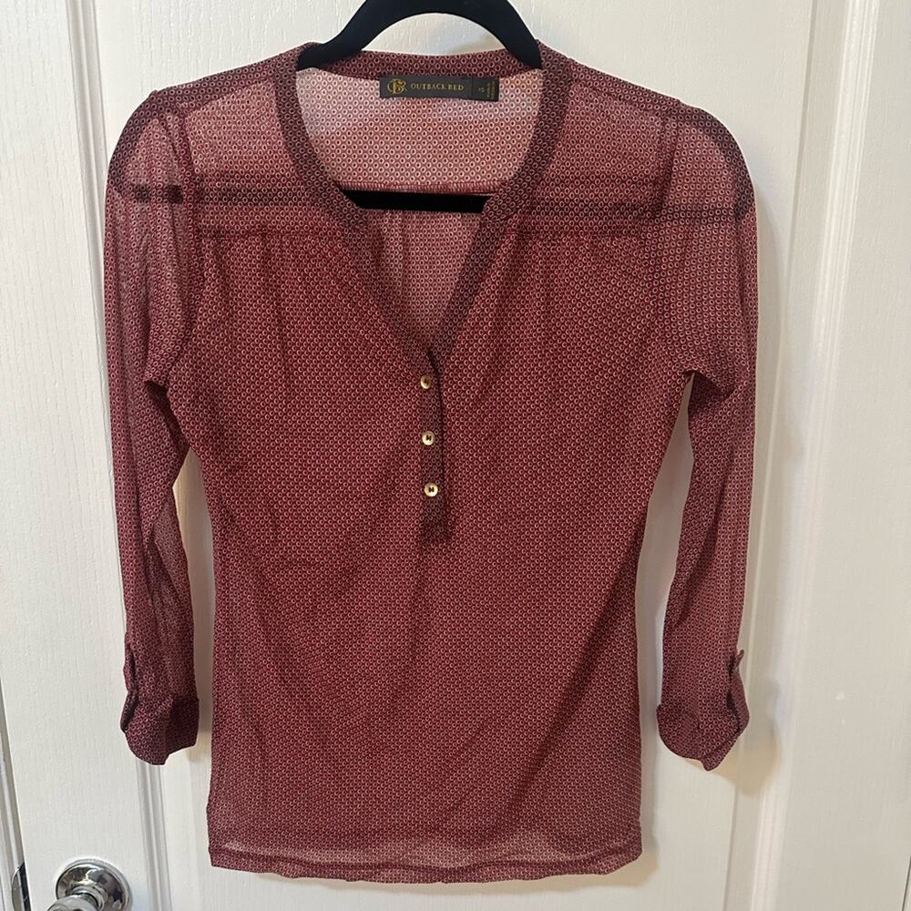 Outback Red Lightweight Henley Blouse Size XS